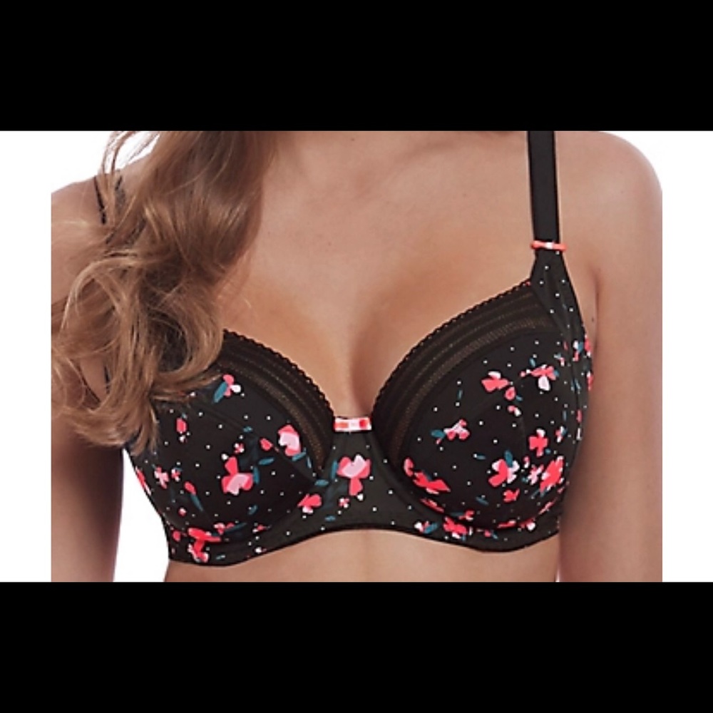 Freya Viva Side Support Bra Black/Pink UK size 30G/US 30I